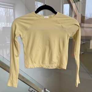 Athleta Lime Green Long Sleeve Sport Crop Top